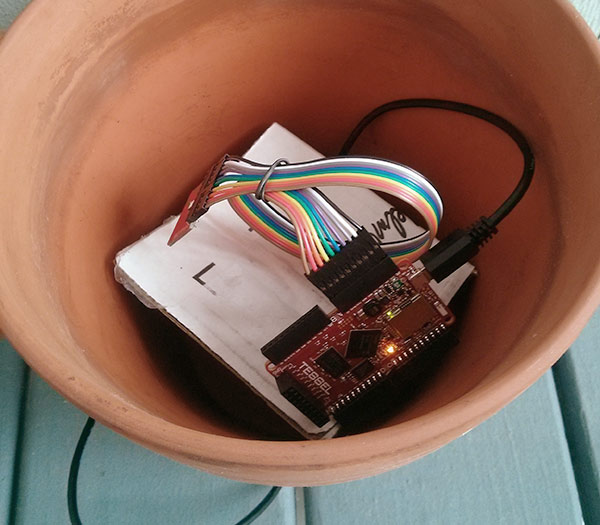 Tessel Weather Station in Clay Pot